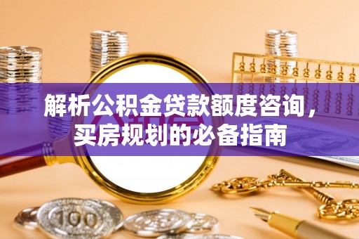 阳山解析公积金贷款额度咨询，买房规划的必备指南