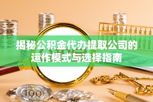 阳山揭秘公积金代办提取公司的运作模式与选择指南