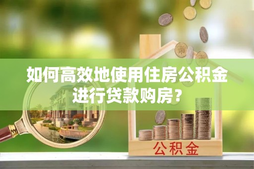 阳山如何高效地使用住房公积金进行贷款购房？